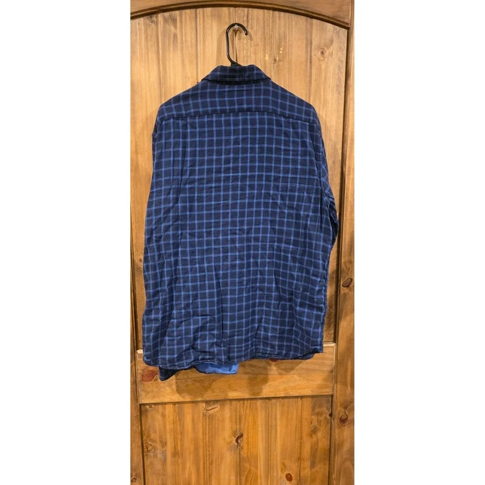 Banana Republic Button Up Shirt Mens XL Blue Check Long Sleeve Untucked Slim Fit